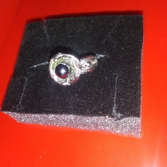 Sterling 925 Flower Ring AKOYA BLACK PEARL - Picture 6 of 8